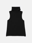 Rollneck Wool Tank—Black