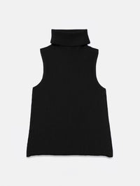 Rollneck Wool Tank—Black